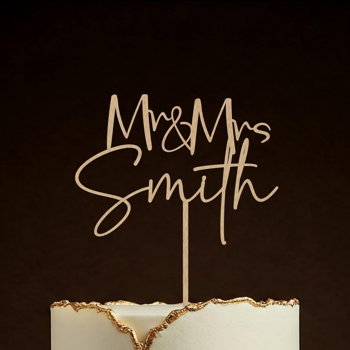 Gold Rustic wedding cake topper, Personalised cake topper for wedding decor, Custom Mr & Mrs cake topper, Anniversary, Engagement Decoration