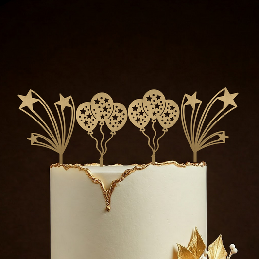 Balloons and Stars Celebration Cake Topper Set