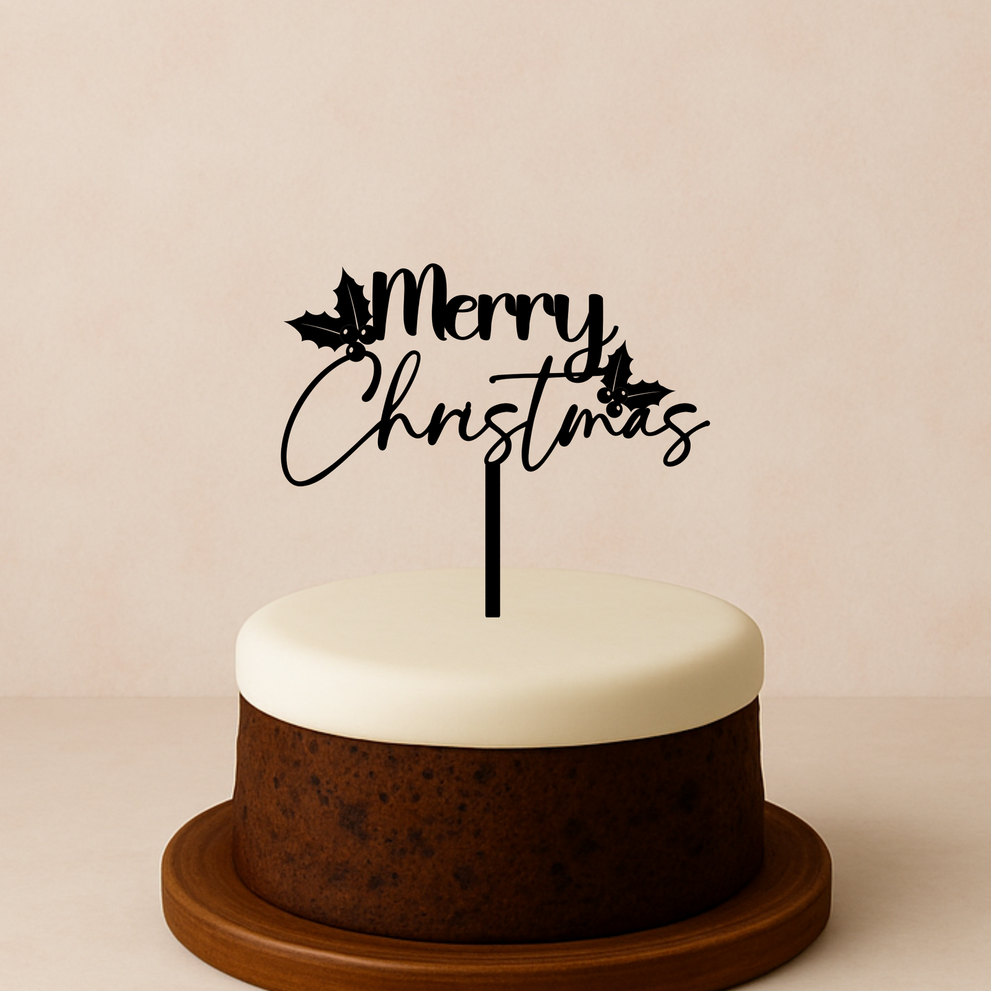 Food Safe Wooden Christmas Cake Topper
