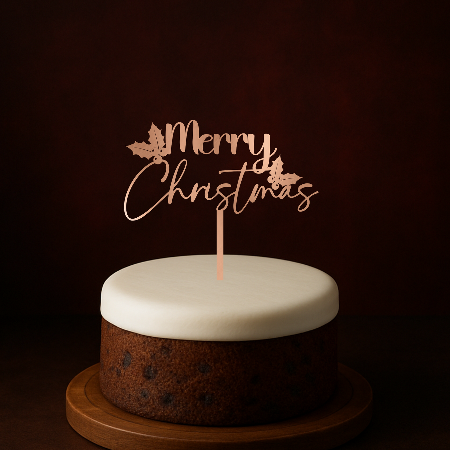 Food Safe Wooden Christmas Cake Topper