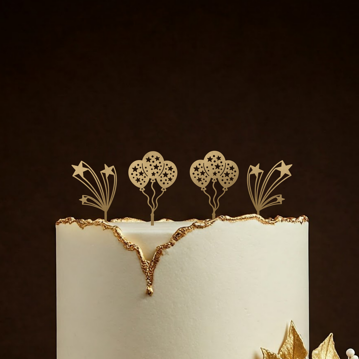 Balloons and Stars Celebration Cake Topper Set