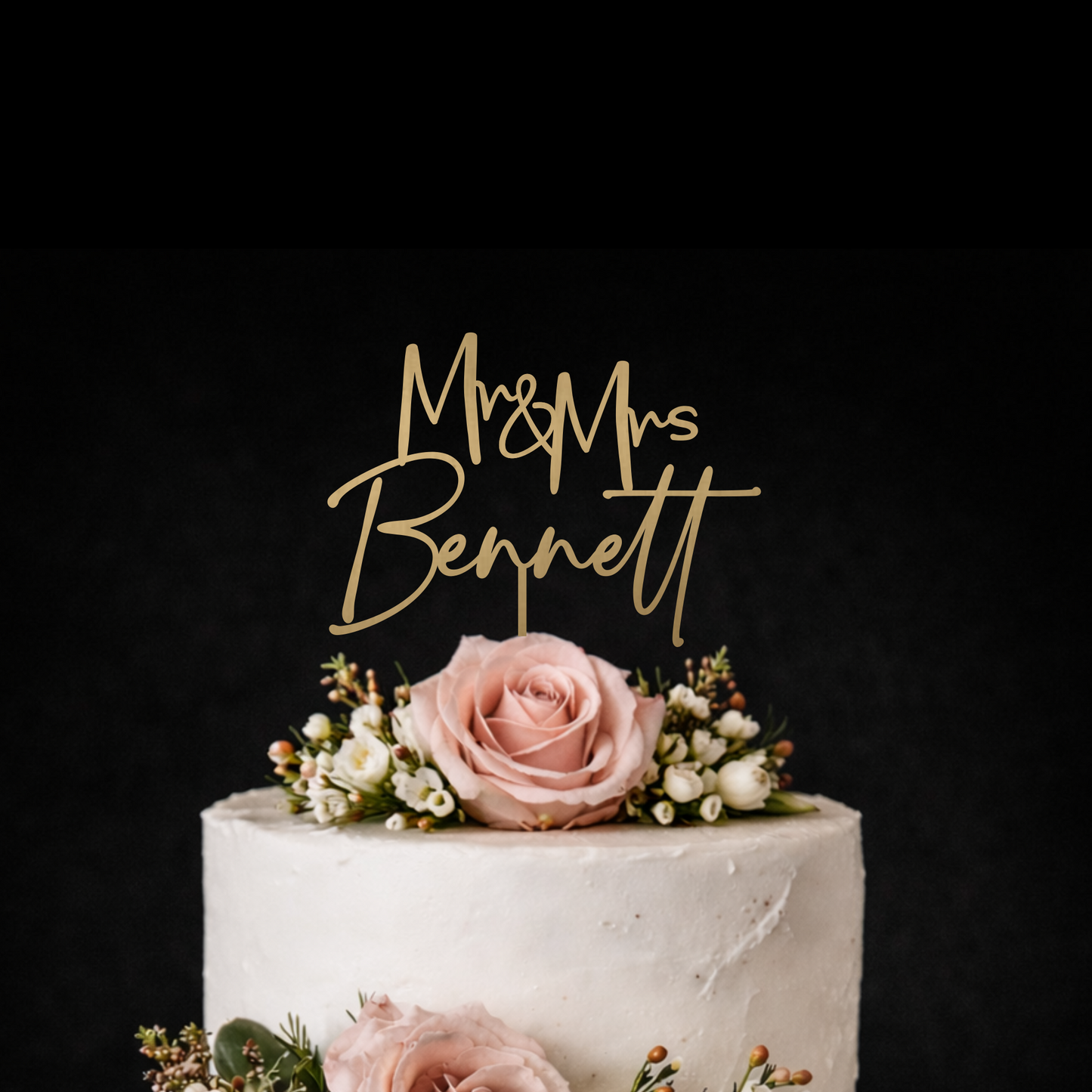 Personalized Rustic Wood Wedding Cake Topper, Mr & Mrs Food Safe