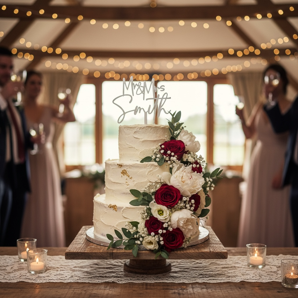 Personalized Rustic Wood Wedding Cake Topper, Mr & Mrs Food Safe