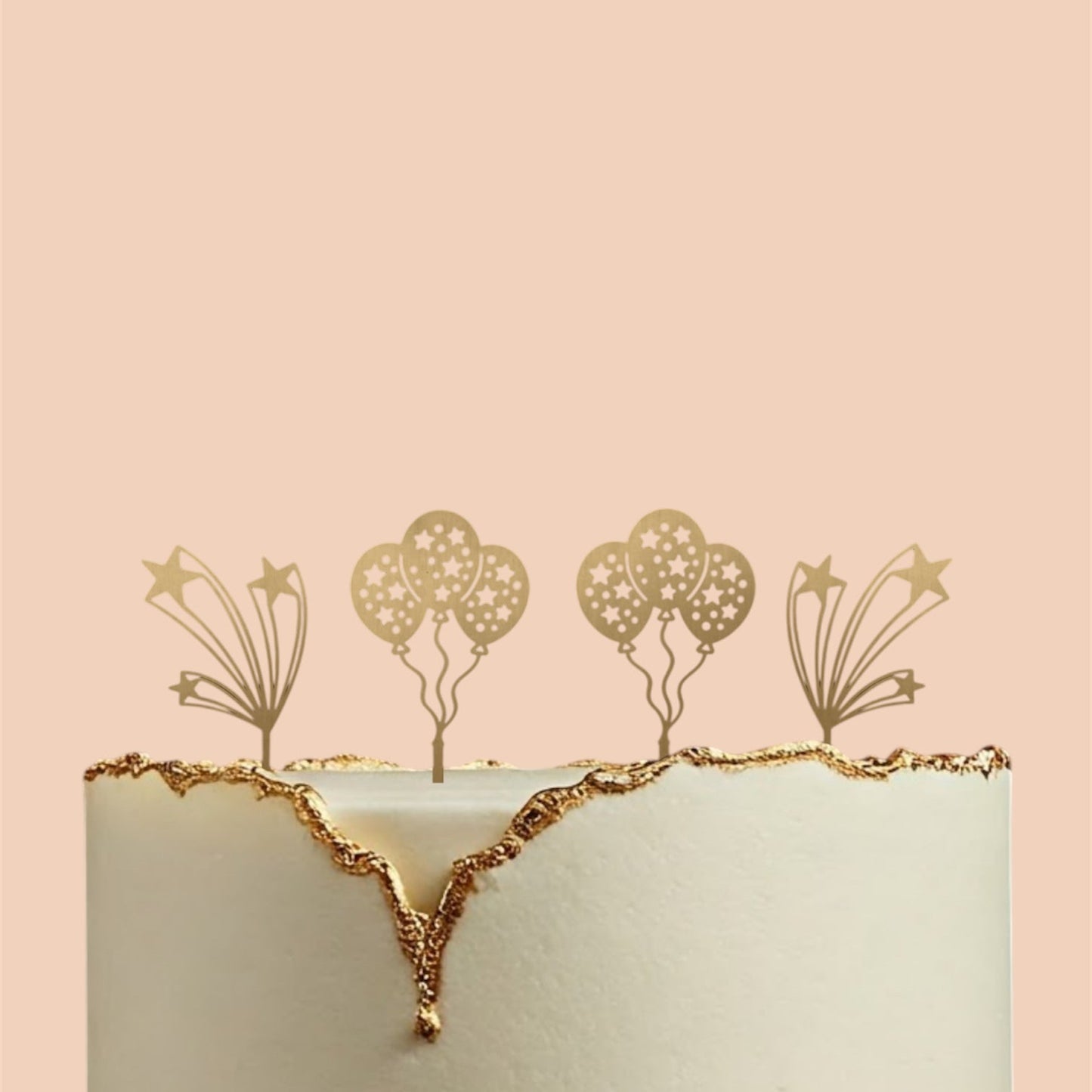 Balloons and Stars Celebration Cake Topper Set