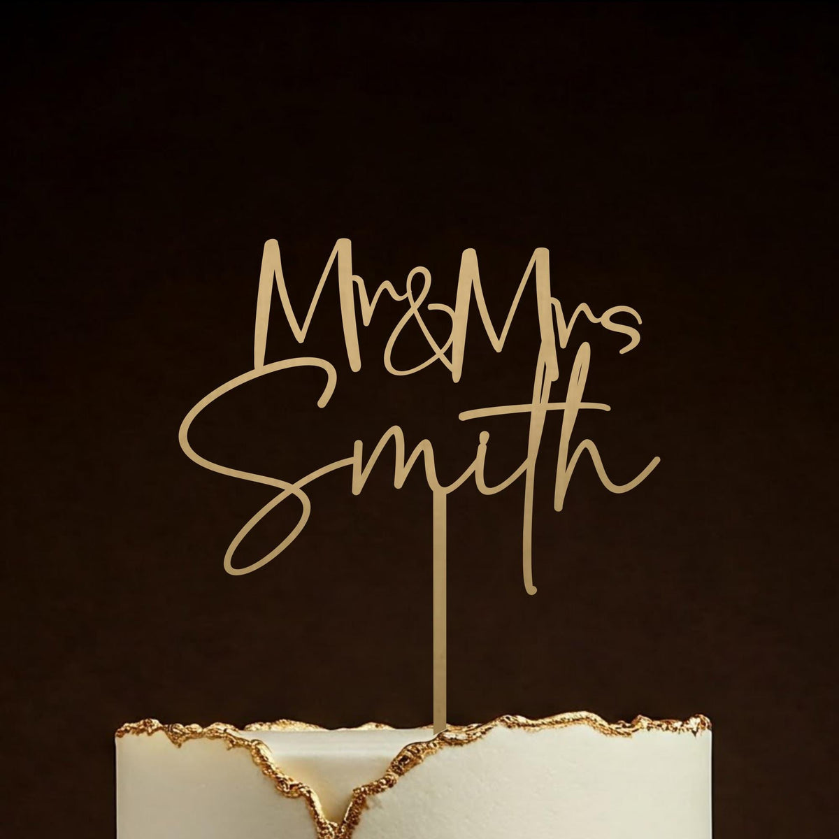Gold Rustic wedding cake topper, Personalised cake topper for wedding decor, Custom Mr & Mrs cake topper, Anniversary, Engagement Decoration