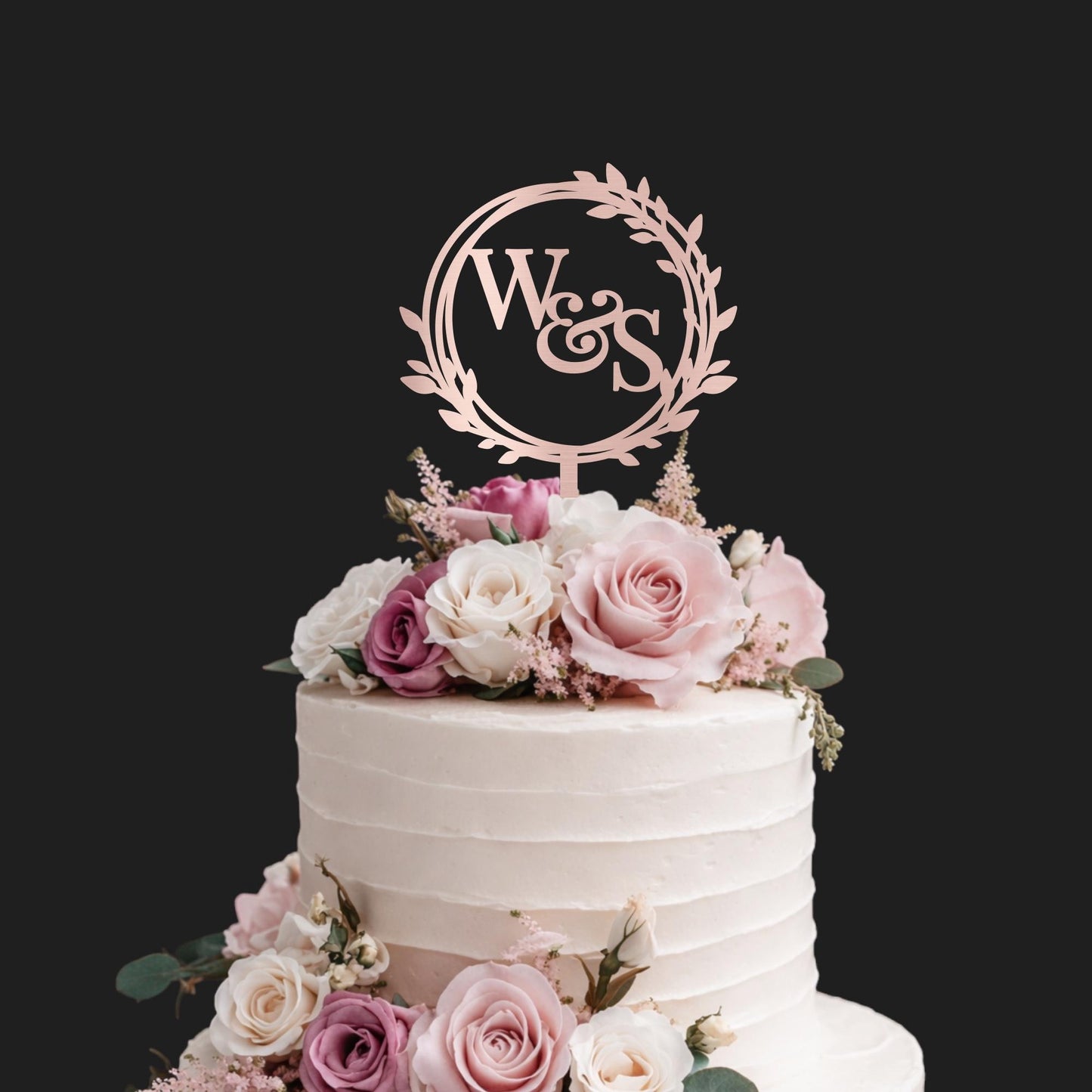 Personalised Rustic Wood Food Safe Wedding Cake Topper, Couple Initials