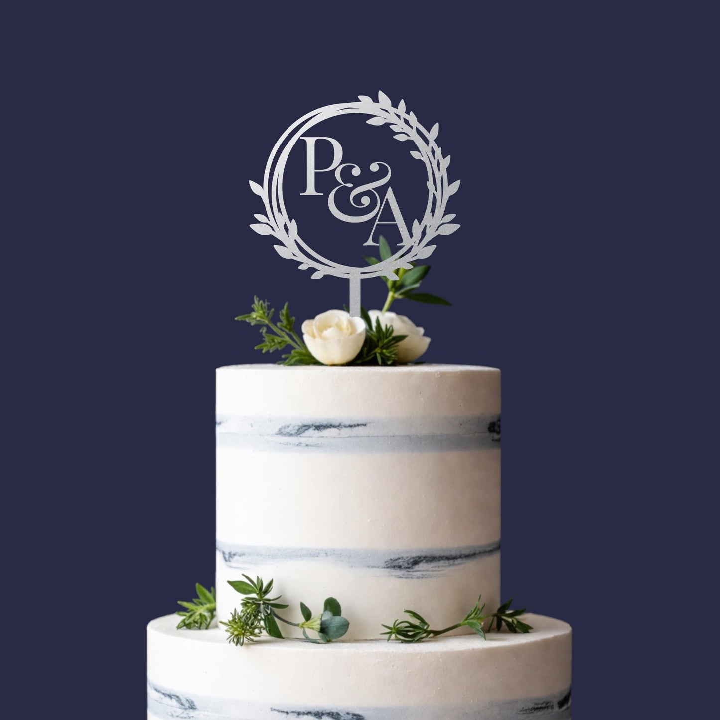 Personalised Rustic Wood Food Safe Wedding Cake Topper, Couple Initials
