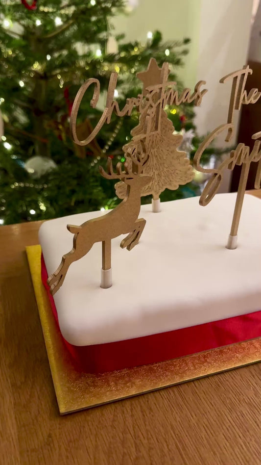 Personalised Food Safe Wooden Christmas Cake Topper Set